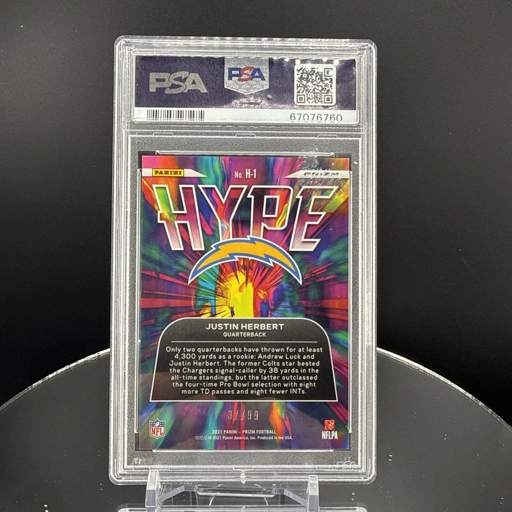 2021 Panini Prizm Justin Herbert HYPE Cracked Ice /99 Chargers PSA 8‎
